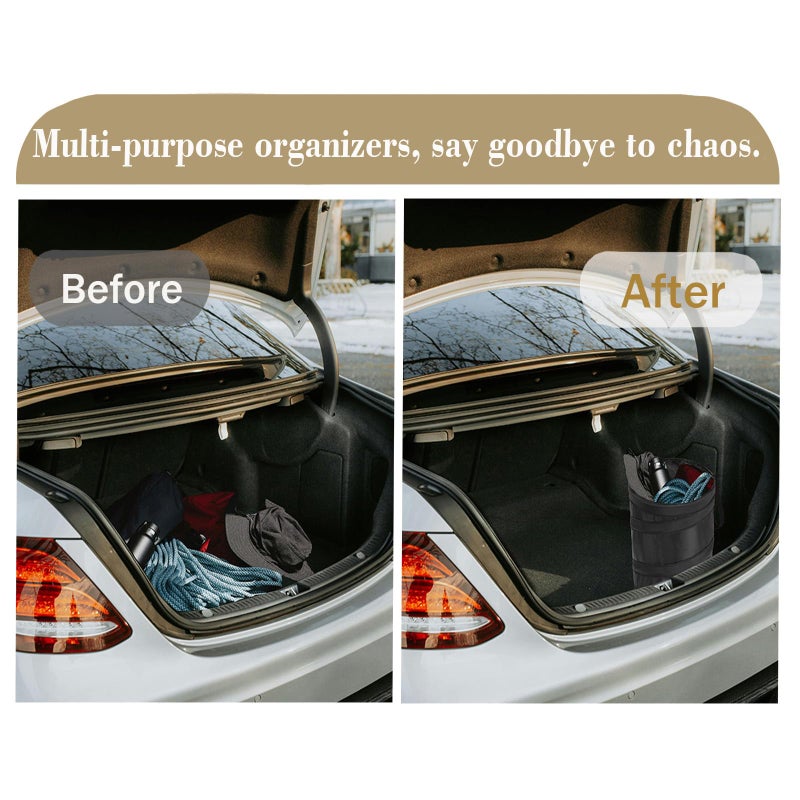 Ginsco 4 Gallons New Leakproof Car Trash Can, Large Trash Can Pop-up Collapsible Hanging Car Trash Bin, Waterproof PEVA Liner Open-Top Garbage Can for Cars Home Office Camping - Image 4