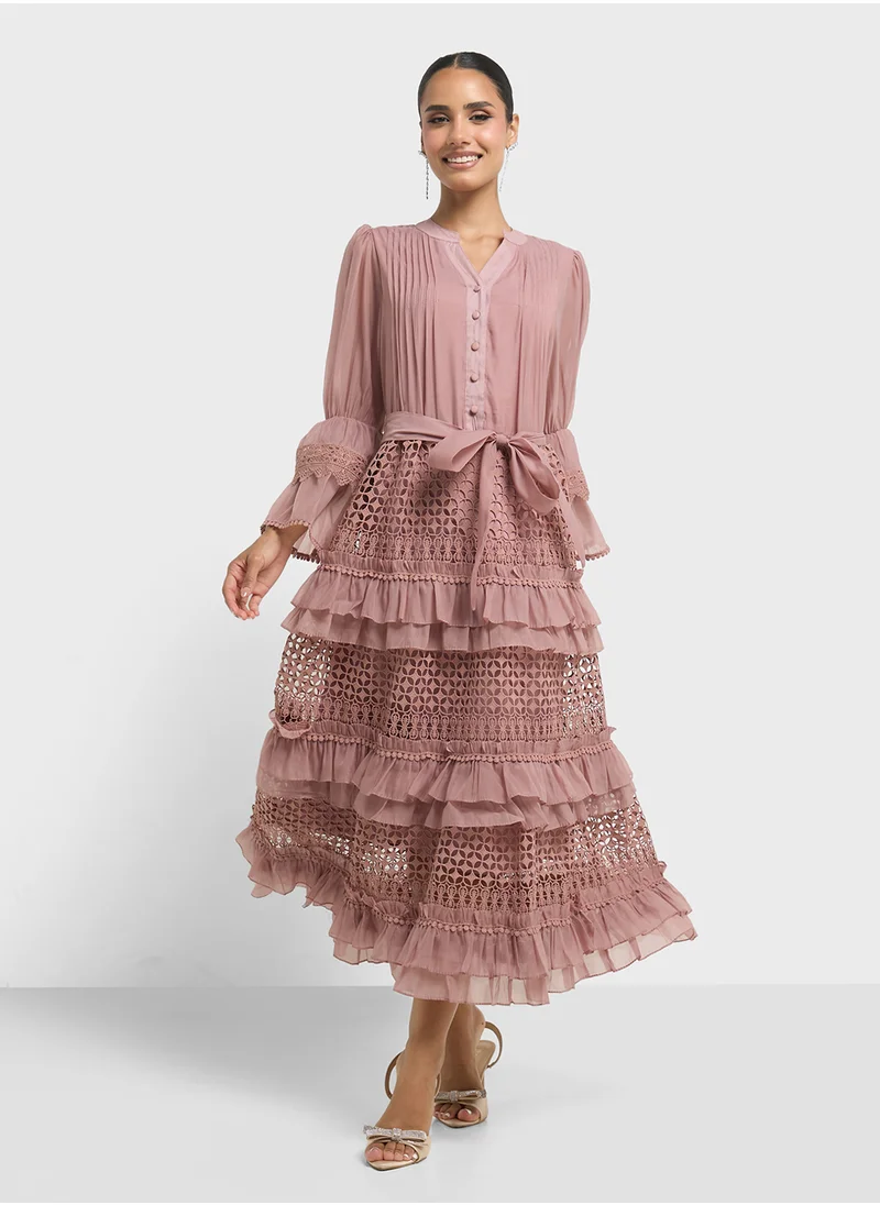 Khizana Dress With Tiered Baby Ruffles
