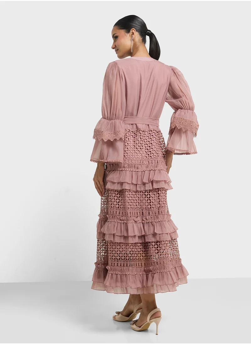 Khizana Dress With Tiered Baby Ruffles