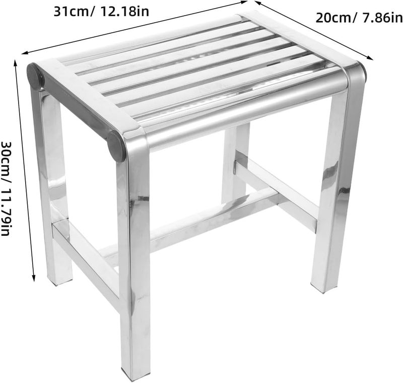Stainless Steel Bathroom Shower Stool - Waterproof Sitting Bench Corner Bath Foot Step Stool - 12.20x11.81x7.87in Nonslip Metal Footrest for Home Dorm Office - Image 3