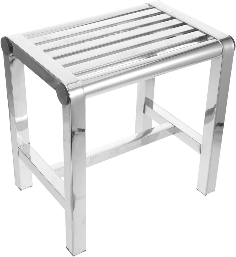 Stainless Steel Bathroom Shower Stool - Waterproof Sitting Bench Corner Bath Foot Step Stool - 12.20x11.81x7.87in Nonslip Metal Footrest for Home Dorm Office - Image 1