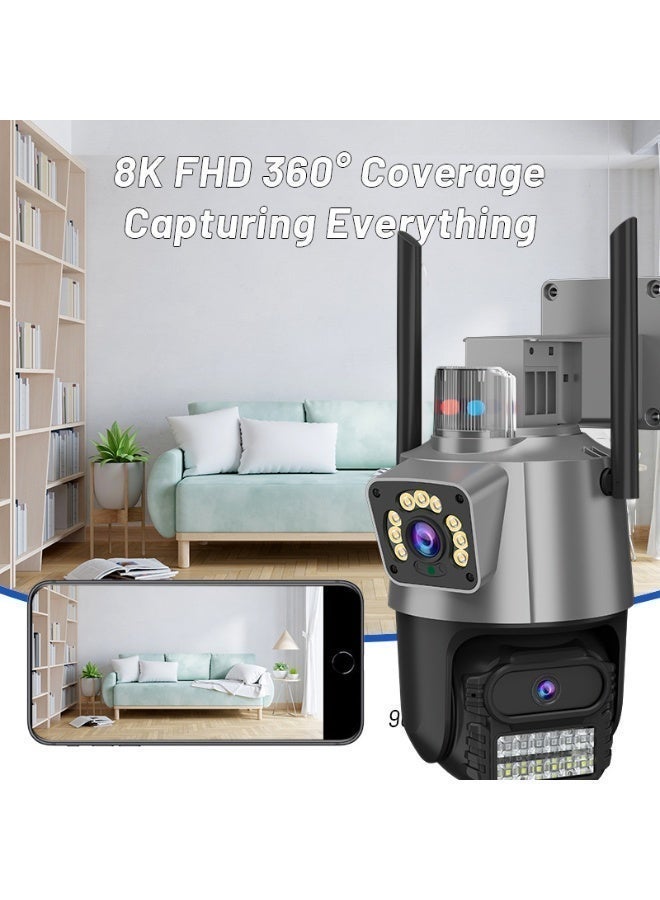 JORTAN WiFi Security Camera 8MP Dual Lens Outdoor, PTZ 360°, AI Auto Tracking, Color Night Vision, 2-Way Audio, IP66 Waterproof, 6X Zoom, ICSEE CCTV Camera - Image 5