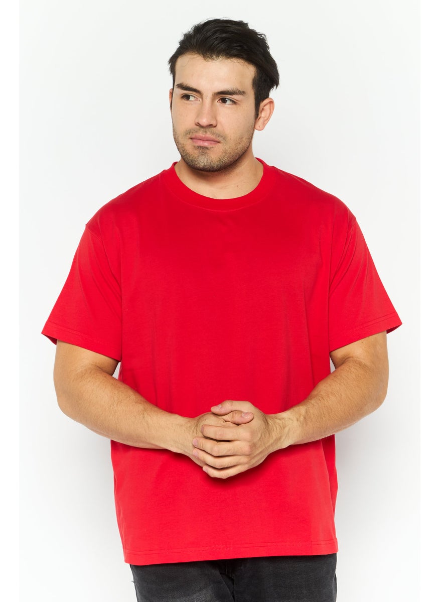 ESPRIT Men Crew Neck Short Sleeves Graphic T-Shirt, Red  - Image 1