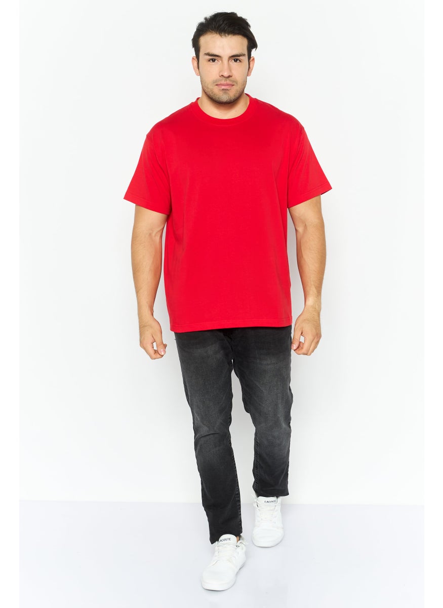ESPRIT Men Crew Neck Short Sleeves Graphic T-Shirt, Red  - Image 3