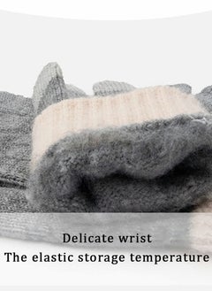 SYOSI Winter Gloves for Women Touch Screen Knitted Thermal Grey Wool Soft Lining Elastic Cuff Mittens  - Image 4
