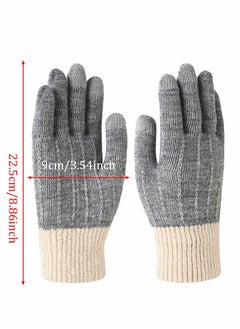 SYOSI Winter Gloves for Women Touch Screen Knitted Thermal Grey Wool Soft Lining Elastic Cuff Mittens  - Image 5