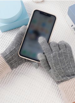 SYOSI Winter Gloves for Women Touch Screen Knitted Thermal Grey Wool Soft Lining Elastic Cuff Mittens  - Image 3