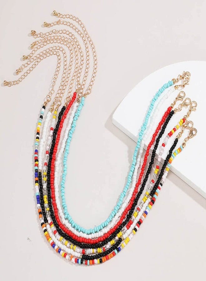 ACEDRE Boho Layered Beaded Choker Necklace Colorful Bead Necklaces Beach Chokers Set 7PCS for Women - Image 2