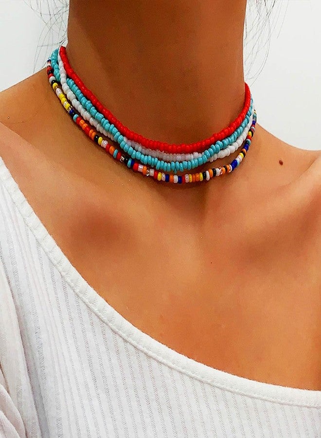 ACEDRE Boho Layered Beaded Choker Necklace Colorful Bead Necklaces Beach Chokers Set 7PCS for Women - Image 5