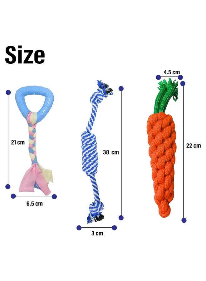 إيميلي بيتس ألعاب مضغ مطاطية للكلاب، ألعاب حبلية، مجموعة متكاملة، مجموعة ألعاب للكلاب الصغيرة والمتوسطة الحجم | ألعاب مضغ للجراء (قد يختلف اللون، عبوة من 3 قطع) - Image 4