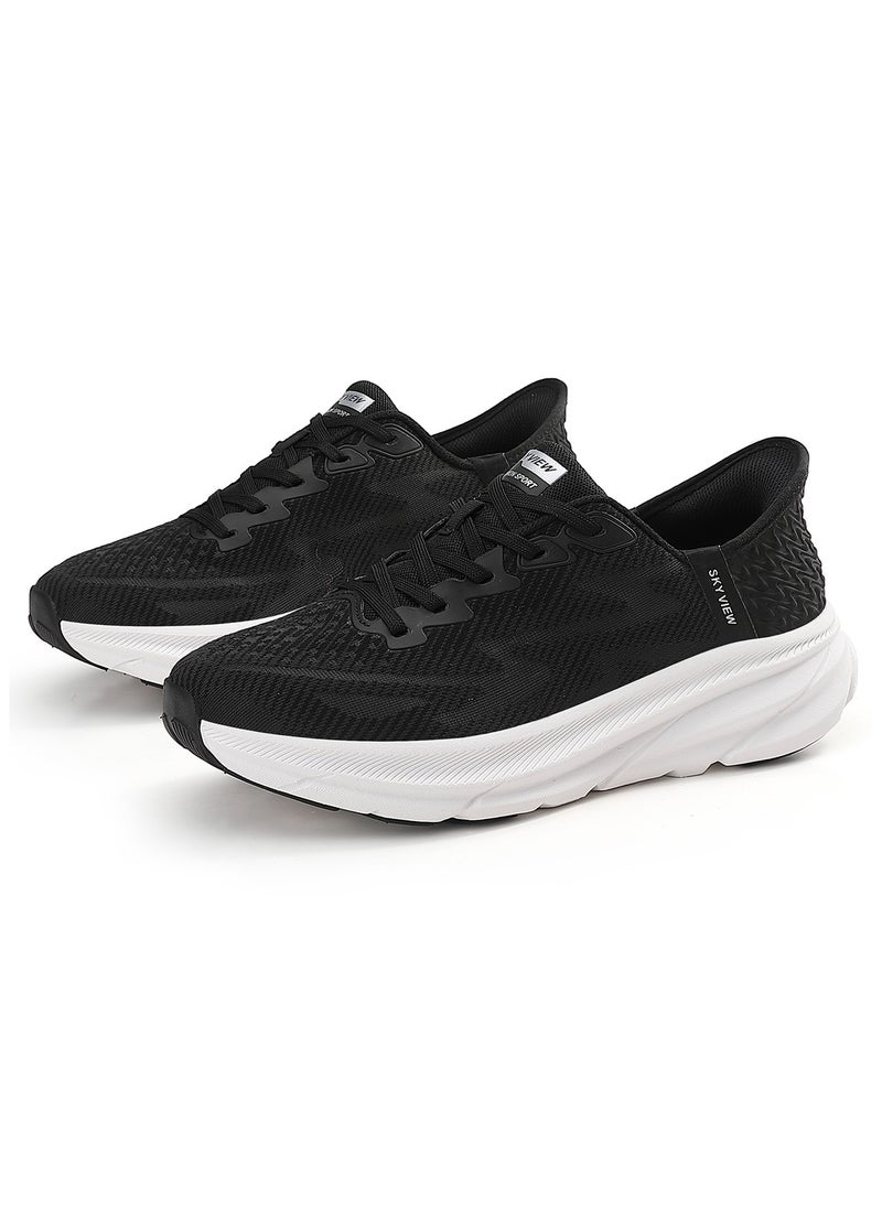 Sky View - Athlesiure Supportive Men And Women Hands Free Slip-ins Running Shoes Unisex Cushioned Breathable Athletic Fashion Sneakers Non Slip Walking Tennis Shoes Black White - Image 1