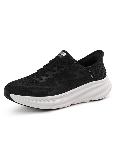 Athlesiure Supportive Men And Women Hands Free Slip-ins Running Shoes Unisex Cushioned Breathable Athletic Fashion Sneakers Non Slip Walking Tennis Shoes Black White