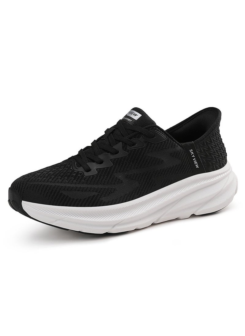 Sky View - Athlesiure Supportive Men And Women Hands Free Slip-ins Running Shoes Unisex Cushioned Breathable Athletic Fashion Sneakers Non Slip Walking Tennis Shoes Black White - Image 1