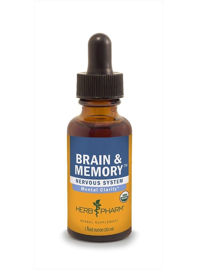 HERB PHARM Brain and Memory Liquid Herbal Formula with Ginkgo for Memory and Concentration- 1 Ounce  - Image 1