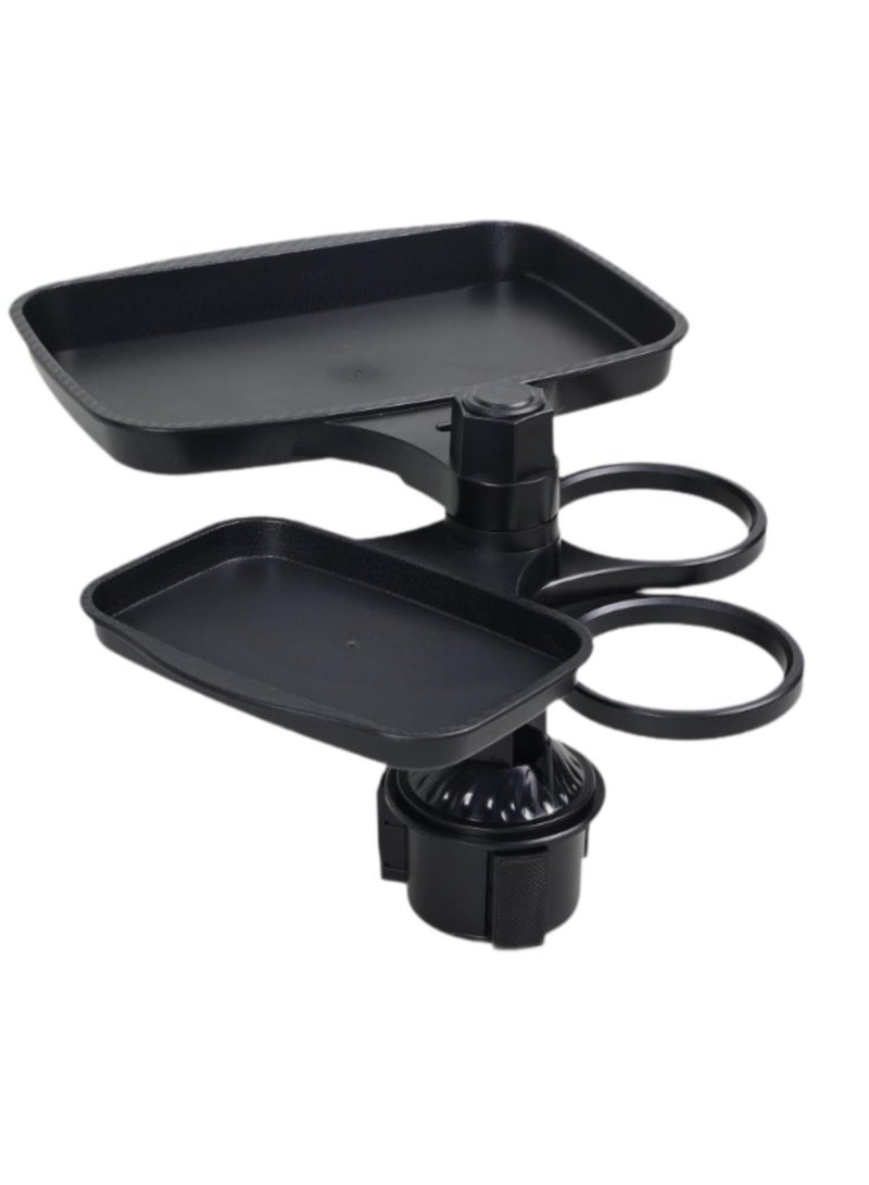 Generic 360° Adjustable Car Table, 2 in 1 Cup Holder Car Adapter, Car Drink Holder 2*Table Tray & Removable Food Tray for Car Cup Holder CZ-94100 - Image 1
