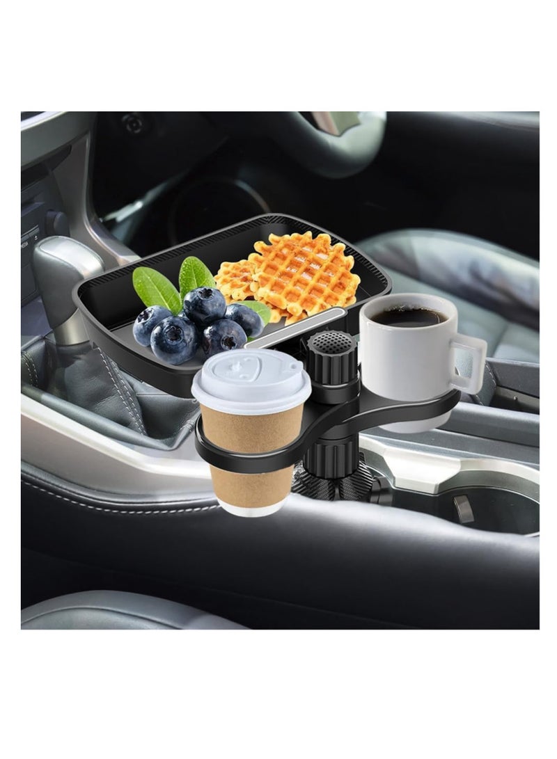 Generic 360° Adjustable Car Table, 2 in 1 Cup Holder Car Adapter, Car Drink Holder 2*Table Tray & Removable Food Tray for Car Cup Holder CZ-94100 - Image 2