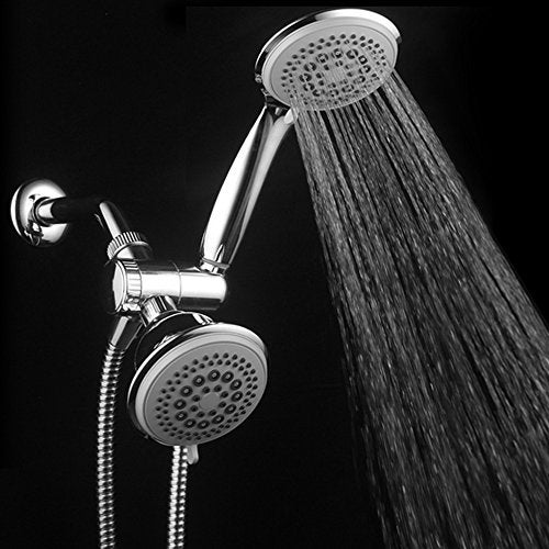 Dream Spa DreamSpa 36-setting 3-way Shower Head – Removable Shower Wand and Fixed Shower Combination – 5-foot Flexible Steel Hose, Tool-Free Installation, Gray Face, Chrome Finish - Image 5