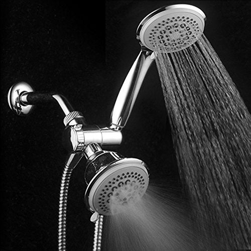 Dream Spa DreamSpa 36-setting 3-way Shower Head – Removable Shower Wand and Fixed Shower Combination – 5-foot Flexible Steel Hose, Tool-Free Installation, Gray Face, Chrome Finish - Image 4