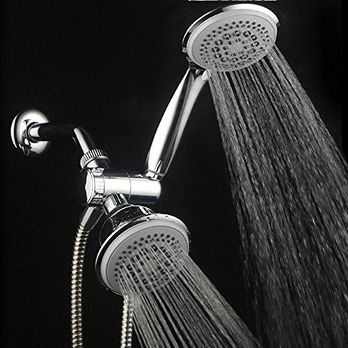 Dream Spa DreamSpa 36-setting 3-way Shower Head – Removable Shower Wand and Fixed Shower Combination – 5-foot Flexible Steel Hose, Tool-Free Installation, Gray Face, Chrome Finish - Image 2