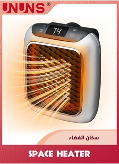 UNUNS Electric Space Heater,Small Space Heater Plug In,800w Mini Wall Mount Portable Heaters For Indoor Use Office Bedroom,12-Hour Timer,Auto Shut Off,Quiet Energy Efficient Ceramic Heating  - Image 1