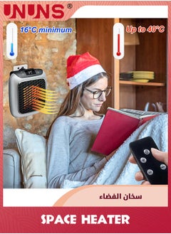 UNUNS Electric Space Heater,Small Space Heater Plug In,800w Mini Wall Mount Portable Heaters For Indoor Use Office Bedroom,12-Hour Timer,Auto Shut Off,Quiet Energy Efficient Ceramic Heating  - Image 5