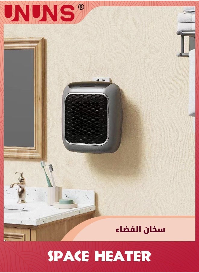 UNUNS - Electric Space Heater,Small Space Heater Plug In,800w Mini Wall Mount Portable Heaters For Indoor Use Office Bedroom,12-Hour Timer,Auto Shut Off,Quiet Energy Efficient Ceramic Heating - Image 1