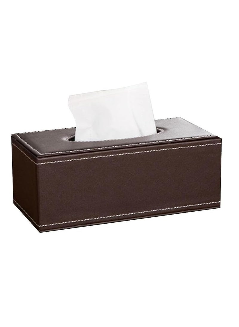 Tissue Box Cover Leather Rectangular Facial Tissue Box Holder - Image 1