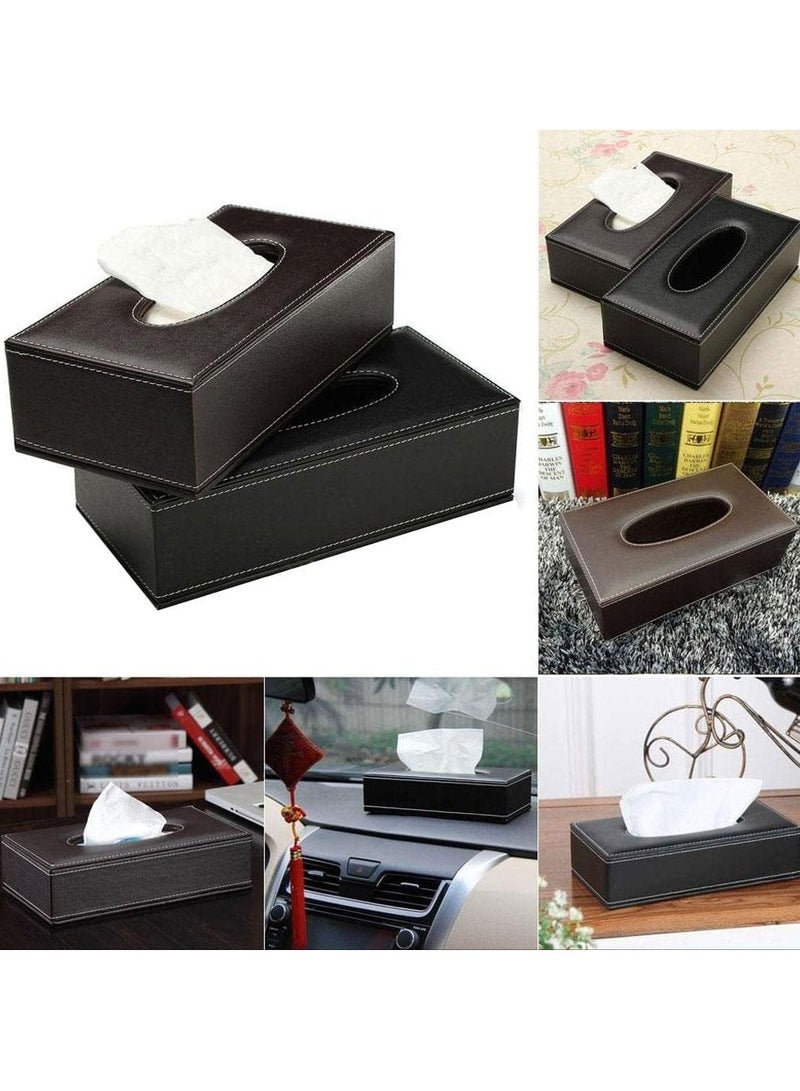 Tissue Box Cover Leather Rectangular Facial Tissue Box Holder - Image 2