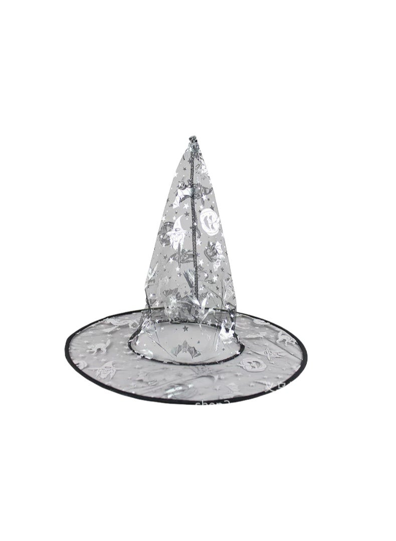 Halloween Ball Party Hats: Witch Hat, Wizard Hat, Veil Hat, Printed Pumpkin Hat, Black Pointed Hat - Image 1
