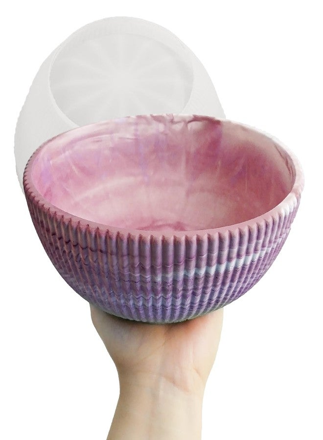 Wehous Large Round Bowl Silicone Molds, Embossed Container Candle Holder Epoxy Resin Concrete Molds, Big Texture Storage Jewelry Holder Mould Makeup Organizer Succulent Pot Art Crafts Gift Decor - Image 1