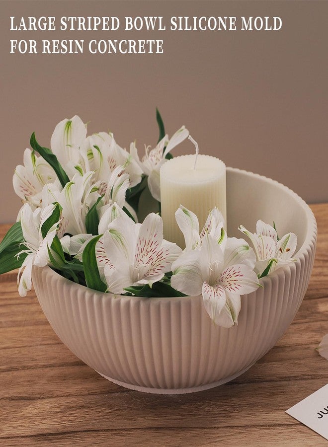 Wehous Large Round Bowl Silicone Molds, Embossed Container Candle Holder Epoxy Resin Concrete Molds, Big Texture Storage Jewelry Holder Mould Makeup Organizer Succulent Pot Art Crafts Gift Decor - Image 3