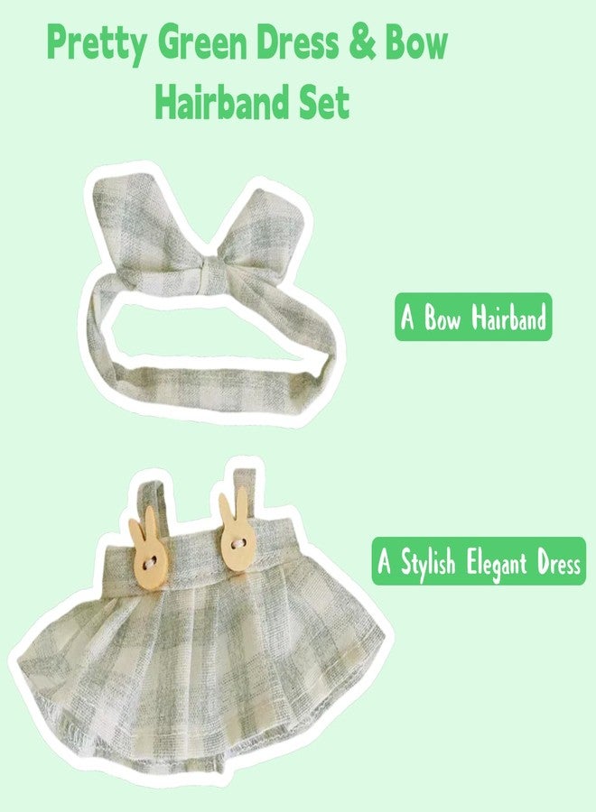 HOOYEE Dolls Clothes for Labubu Girl, Bow Hairband & Overalls Set for Labubu, 15cm/17cm Dolls Accessories Suit, 3 Pack Doll Outfits Stylish Clothes (NO Doll) - Image 3