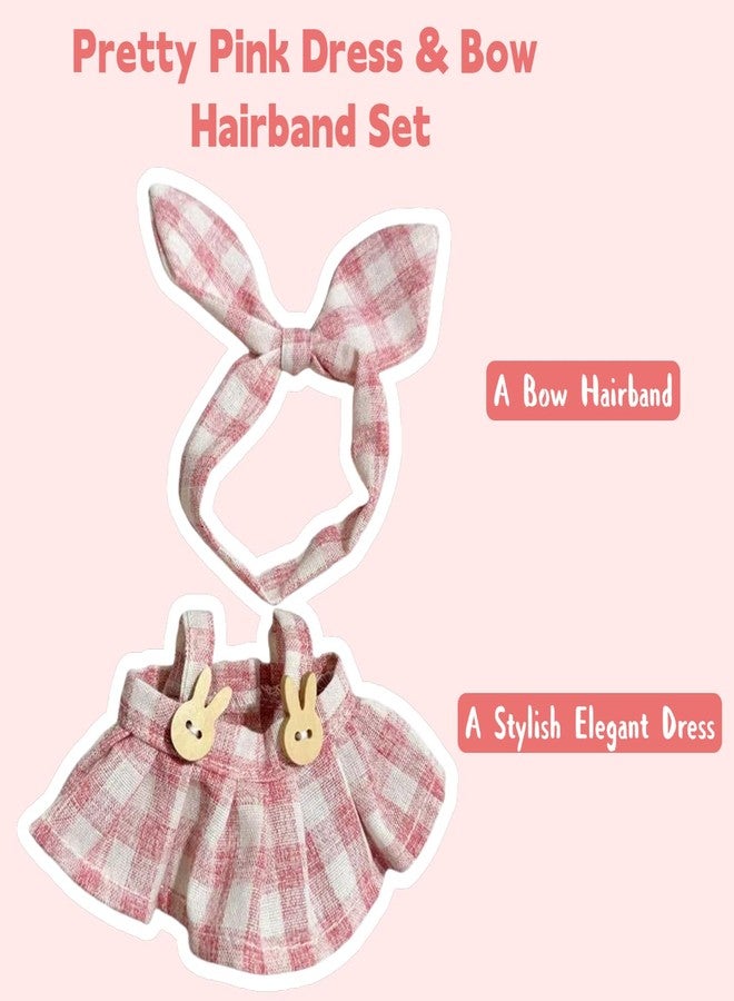 HOOYEE Dolls Clothes for Labubu Girl, Bow Hairband & Overalls Set for Labubu, 15cm/17cm Dolls Accessories Suit, 3 Pack Doll Outfits Stylish Clothes (NO Doll) - Image 2
