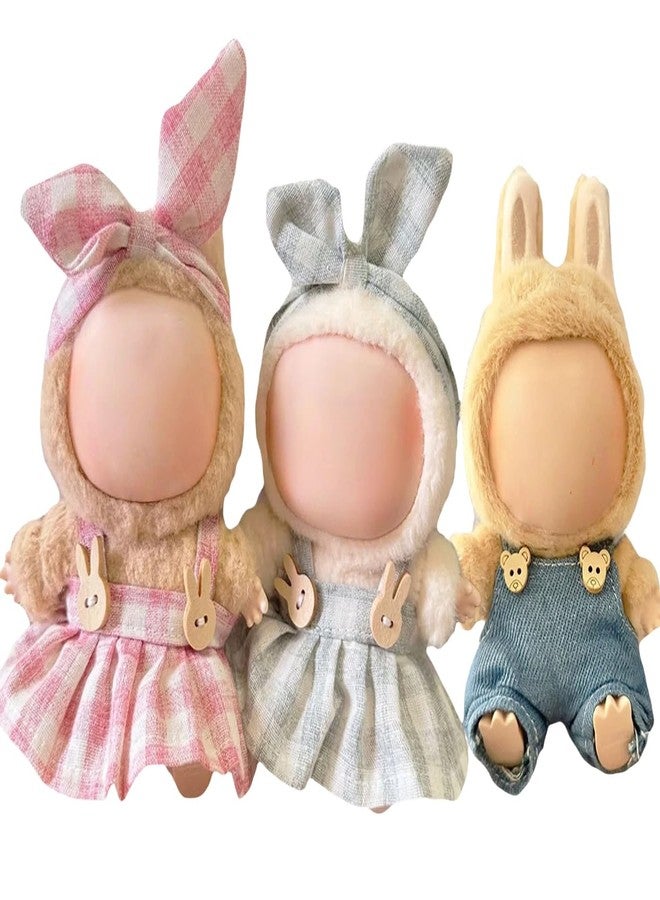 HOOYEE Dolls Clothes for Labubu Girl, Bow Hairband & Overalls Set for Labubu, 15cm/17cm Dolls Accessories Suit, 3 Pack Doll Outfits Stylish Clothes (NO Doll) - Image 1