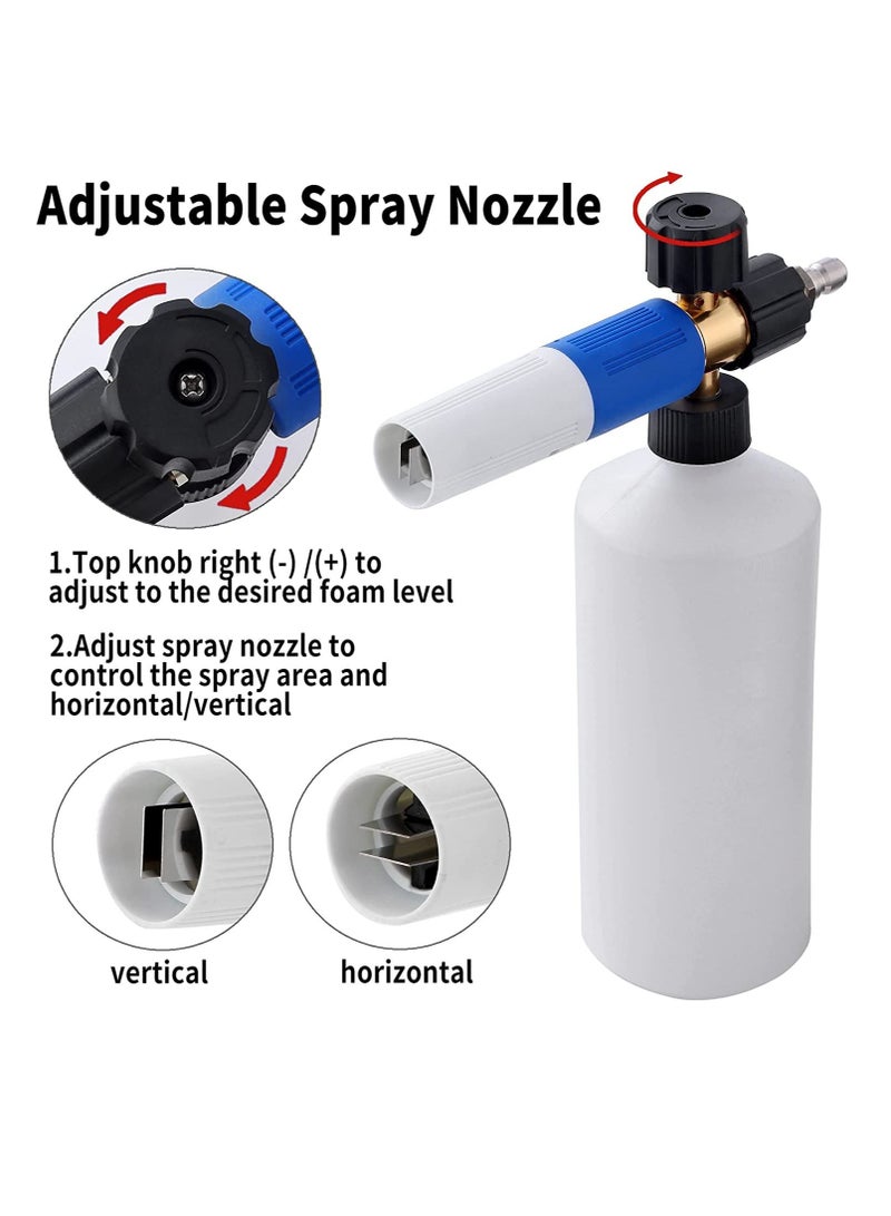 Excefore Foam Cannon  Pressure Washer Gun with 1/4 Inch Quick Connect and Adjustable Nozzle Car Wash Sprayer 1 L Bottle, Professional Fits Most Washing Accessories Foam Dispenser(4000 PSI) - Image 3