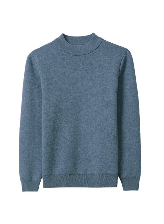 Markless Men's Sweater Autumn Winter Warm Loose Casual Half Turtleneck Knit Pullover 1713 Haze Blue Xxl - Image 3