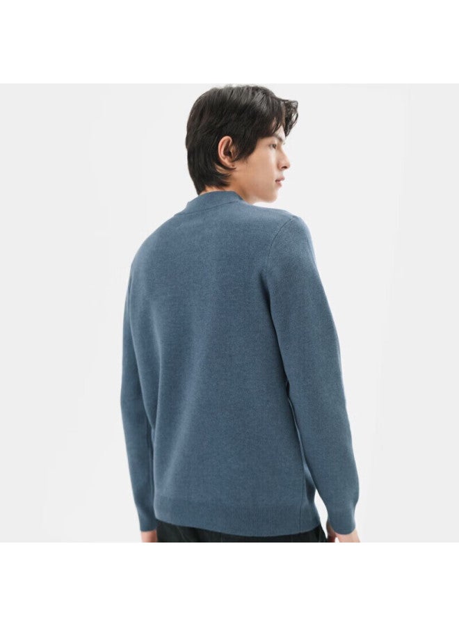 Markless Men's Sweater Autumn Winter Warm Loose Casual Half Turtleneck Knit Pullover 1713 Haze Blue Xxl - Image 2