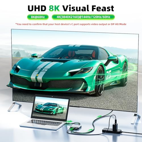 BolAAzuL USB C to DisplayPort Multiport Adapter Dock, BolAAzuL 3-in-1 Type C Hub with 1xDP 1.4 + 1xUSB 2.0 + 1xPD Charging Port(Type C), 8K 60Hz/ 100W PD/DP ALT Mode Supported for Macboo pro, iPad pro, Monitor - Image 2