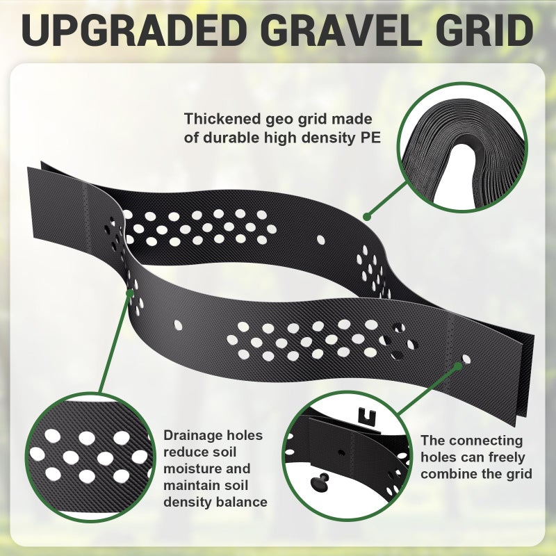 LXVOOEE Gravel Grid 4.4x33 FT with 20Pcs Landscape Staples, 2'' Thick Geogrid Ground Grid 2200 lbs per Sq Ft Erosion Control Geo Grid for Driveway, Walkway, Horse Paddock, Patio, Parking Lot, Slope - Image 5