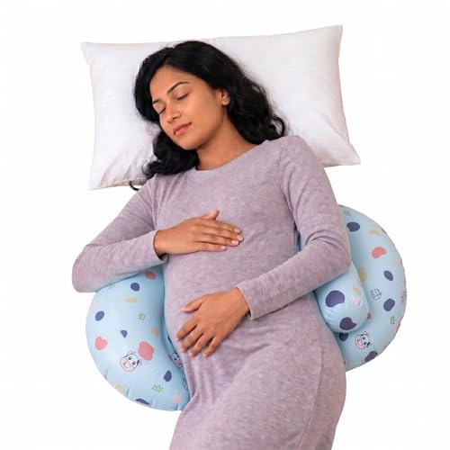 Bembika Pregnancy Pillow – Adjustable U Shaped Pregnancy Pillow for Belly and Back Support, Maternity Body Pillow for Side Sleeping, Compact Pregnancy Support Pillow for Comfort-(Happy Cow) - Image 1