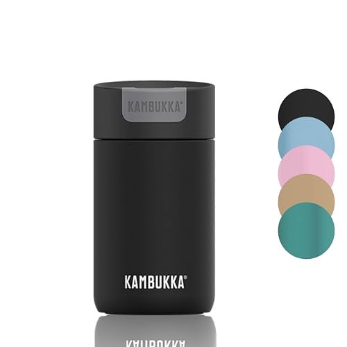 Kambukka Olympus 300ml  10oz Stainless Steel Travel Mug Thermal Insulated Coffee Mug for Hot and Cold Beverages LeakProof with NonSlip Base and Snapclean Technology  Jet Black