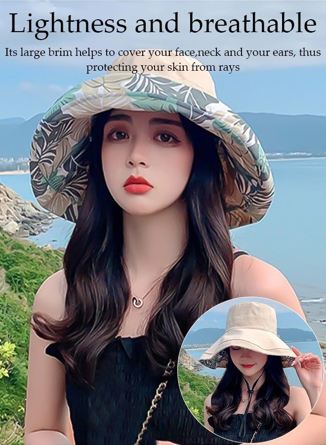 DUNISO Double Sided Women's Spring Summer Foldable Beach hat Korean Version Of The Fashion Sunhat UV Protection UPF50+ Trend Print Outdoor Big Hat For Beach Travel - Image 5