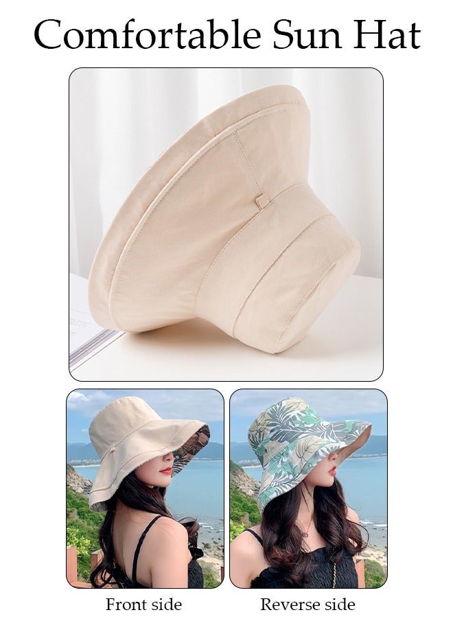 DUNISO Double Sided Women's Spring Summer Foldable Beach hat Korean Version Of The Fashion Sunhat UV Protection UPF50+ Trend Print Outdoor Big Hat For Beach Travel - Image 3