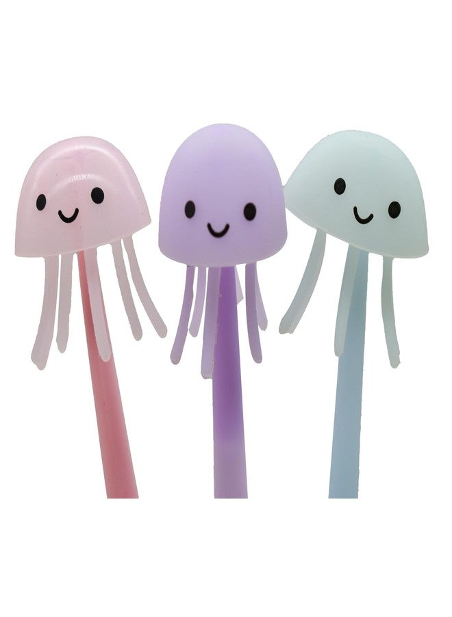 Lopenle 6PCS Novelty Jellyfish Pens Wiggle Gel Pens Soft Silicone Ballpoint Pens Bendable Pen With12 Pieces Refills Black Ink 0.5mm For School Office Home Stationery Store - Image 2