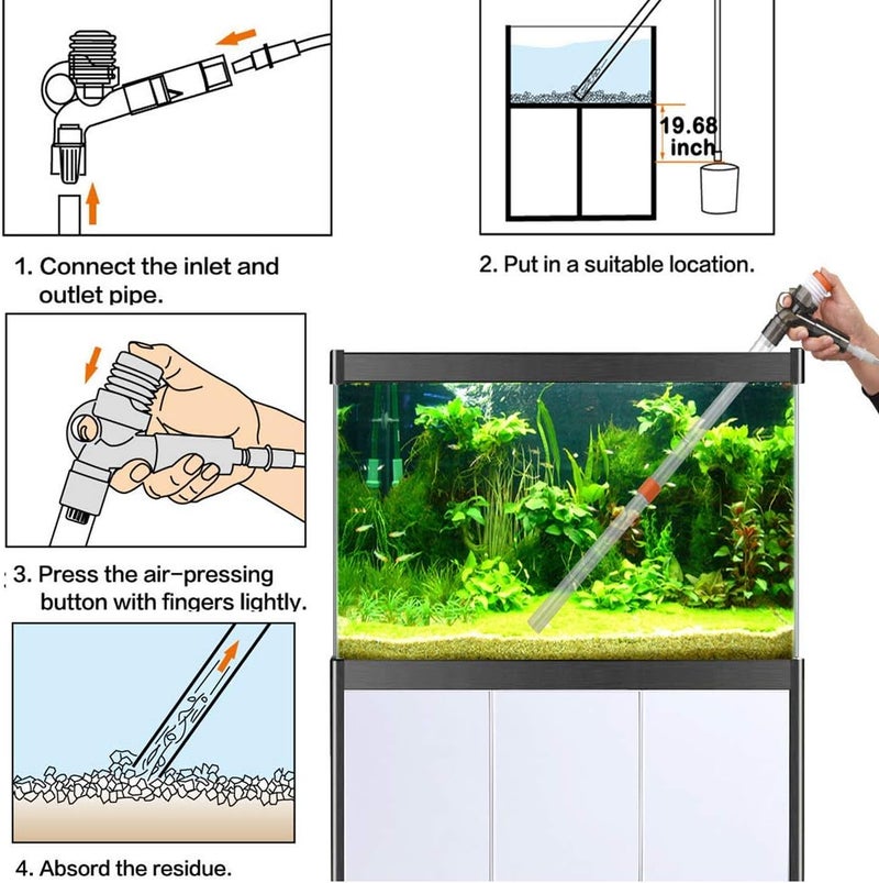 JackSuper Aquarium Gravel Cleaner Siphon Fish Tank Vacuum Cleaner for Absorb Dirt Wash Sand Algae Scrapers Water Changer Gravel Washer for Fish Tank Cleaning Gravel and Sand (Normal Version) - Image 2