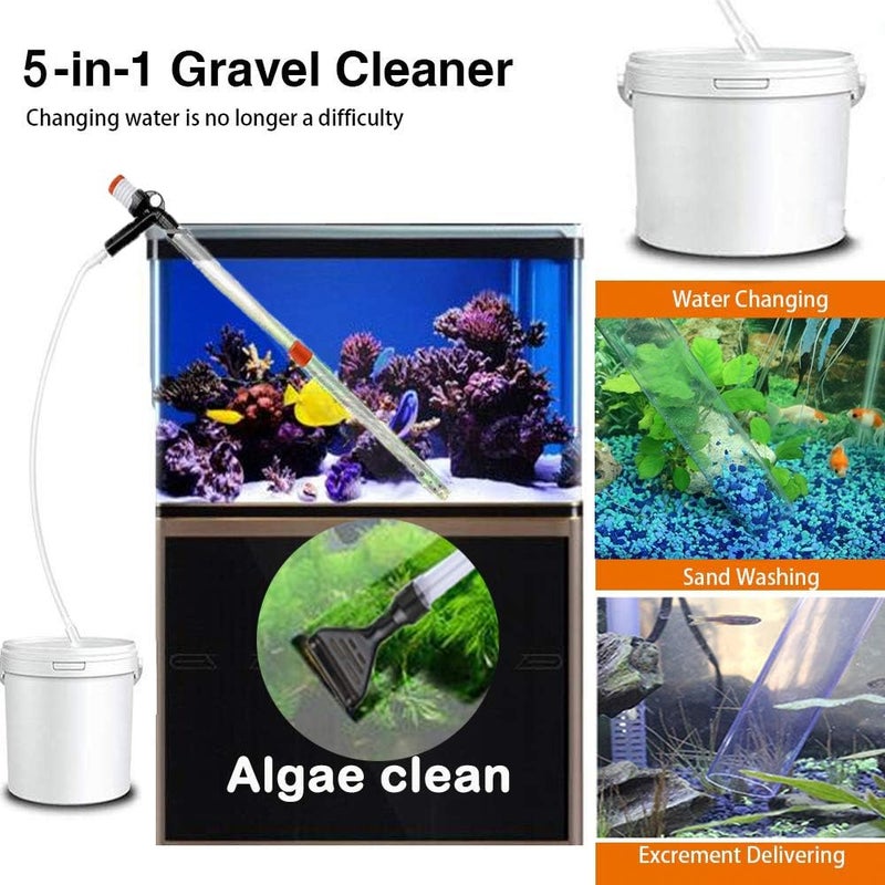 JackSuper Aquarium Gravel Cleaner Siphon Fish Tank Vacuum Cleaner for Absorb Dirt Wash Sand Algae Scrapers Water Changer Gravel Washer for Fish Tank Cleaning Gravel and Sand (Normal Version) - Image 3