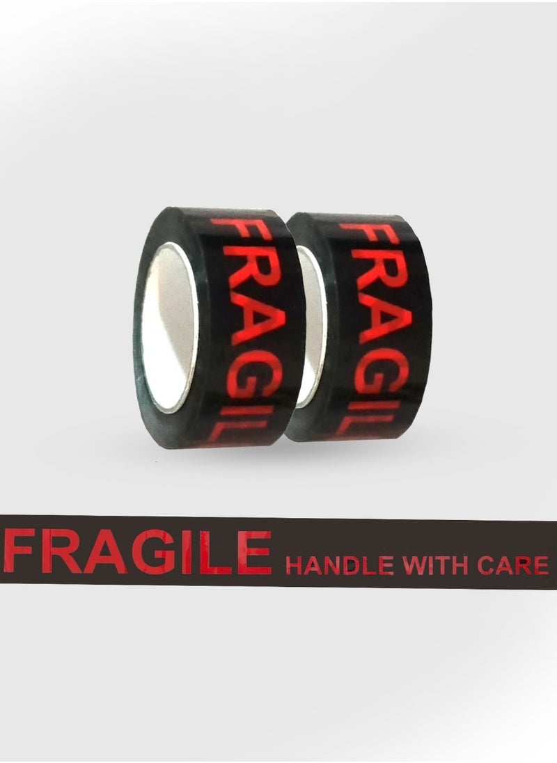 Generic Fragile Tape 2Pack 200m Heavy Duty Red and Black provides both sealing and fragile sticker  - Image 1