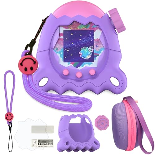 JCHPINE Hard Case and Silicone Cover for Tamagotchi Paradise Electronic Pet Protective Cases for Tamagotchi Paradise with Screen Protector and Lanyard Purple - Image 1