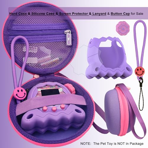 JCHPINE Hard Case and Silicone Cover for Tamagotchi Paradise Electronic Pet Protective Cases for Tamagotchi Paradise with Screen Protector and Lanyard Purple - Image 5