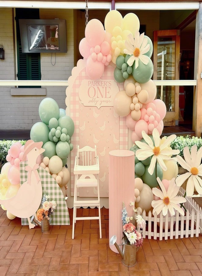 Froova Goose Balloons Set, Pastel Pink Sage Dusty Green Light Yellow White Latex Balloons, 12 Inch Pink Green Yellow Funny Balloon for Kids One Silly Goose Birthday Party Decorations Baby Shower Farm Decor - Image 4